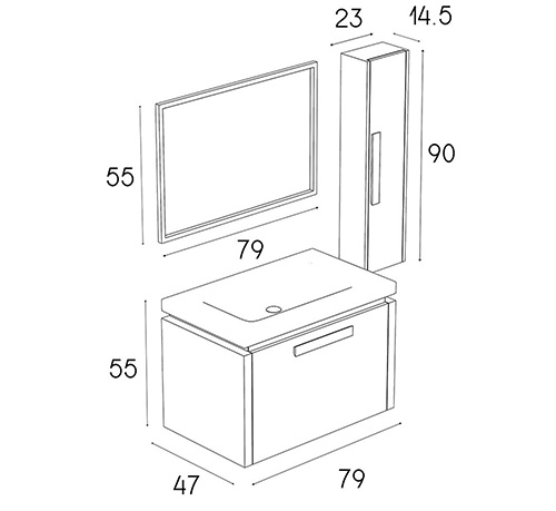 کابینت روشویی چوب و پی وی سی مدل D-8001